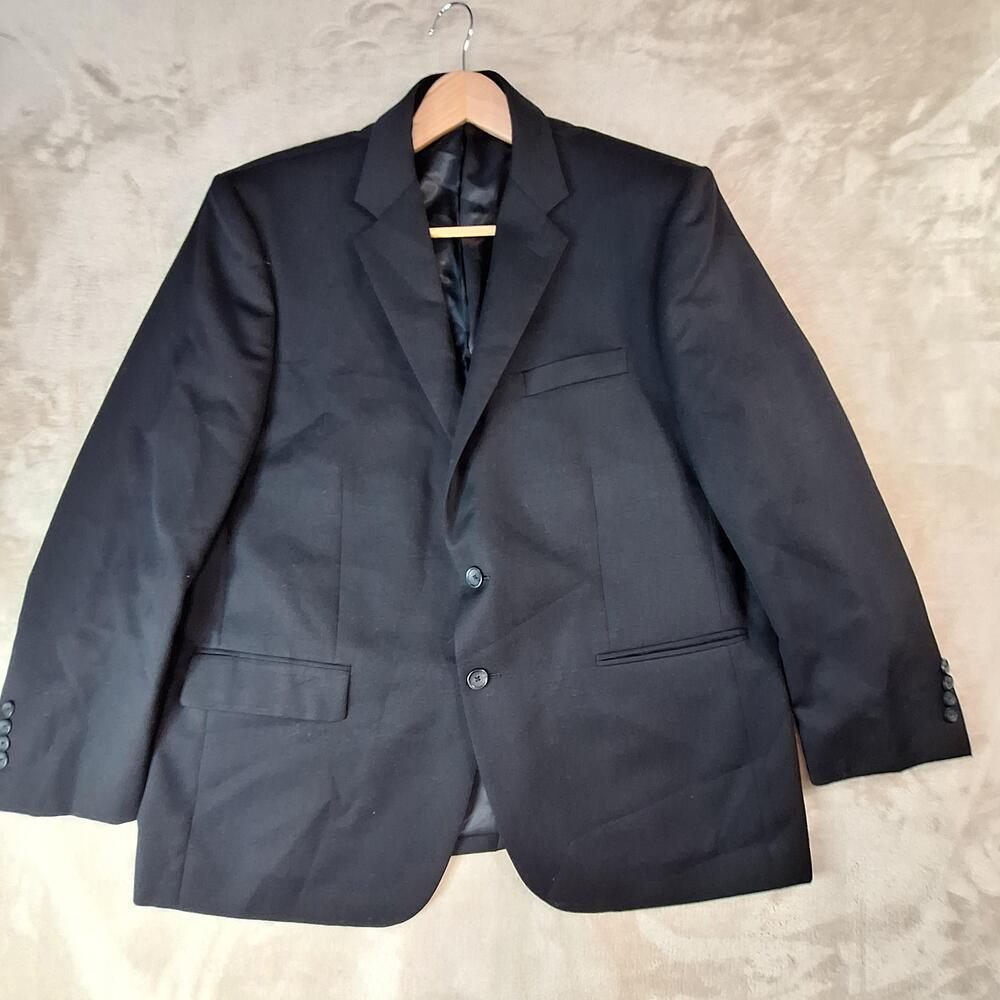 Pronto Uomo Suit Jacket Mens 44R Black Solid Double Vent 2 Button Platinum